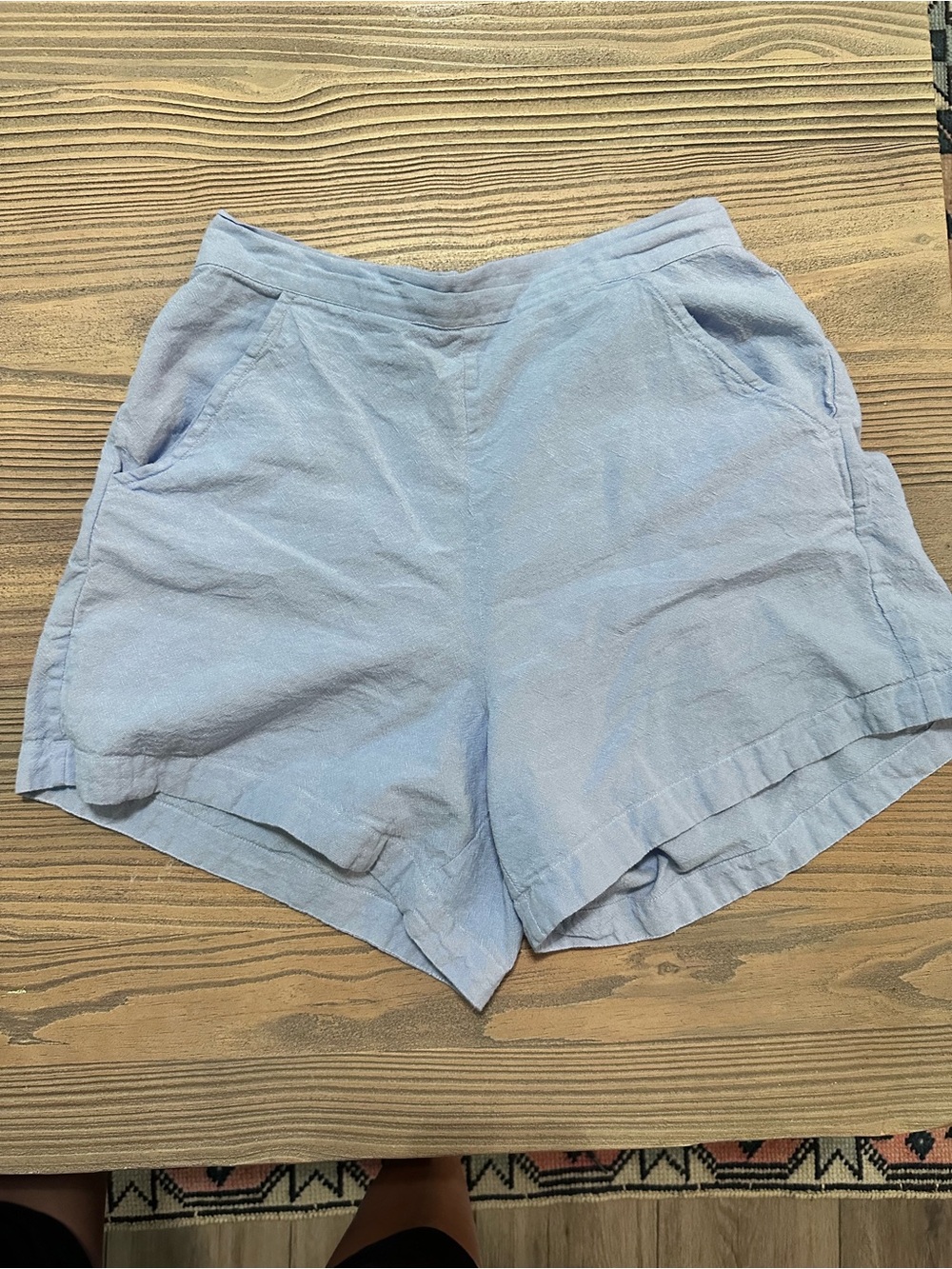 Light Blue Terry Elastic-Waist Athletic Shorts - Picture 2 of 5